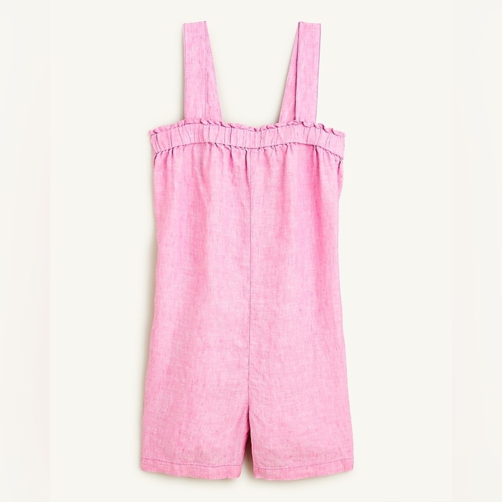 J. Crew Pink Linen Sleeveless Jumpsuit with Elasticized Neckline - Picture 2 of 8